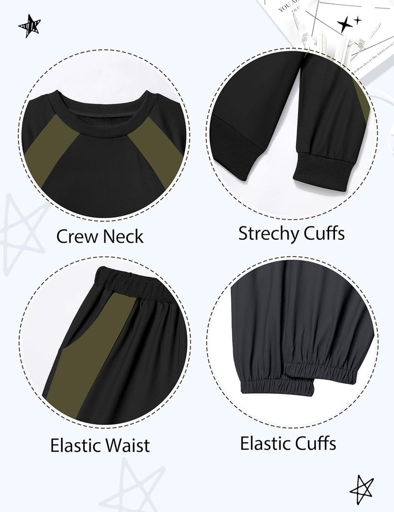 TyeSmo Store Boys Clothes Solid Color Kids Clothes Boys Outfits Crewneck Sweatshirts Sweatpants Clothing Sets with Pockets 6-12Y - Image 5